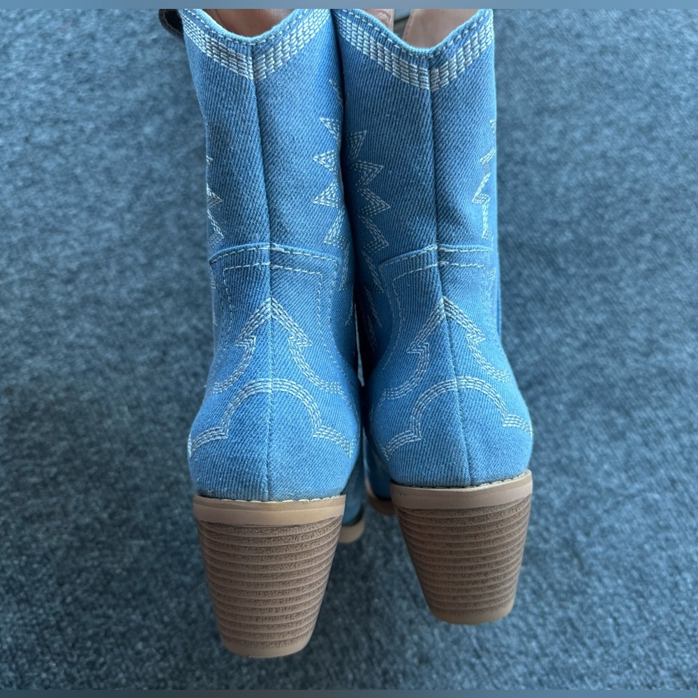 Blue Western Ankle Boots - Picture 3 of 8